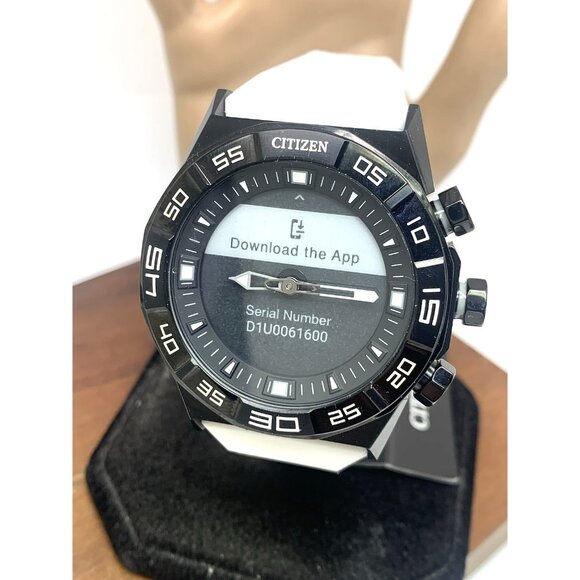 Citizen Mens Watch JY1007-12E CZ Smart Smartwatch Hybrid Black White Rubber 44mm - Picture 1 of 13